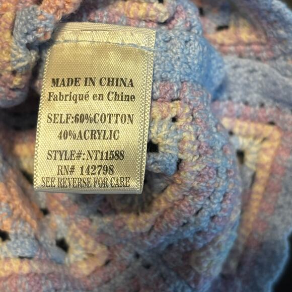 New In Size S/M Crochet Tank Sweater Pastel Pink Blue Cropped - Picture 6 of 6